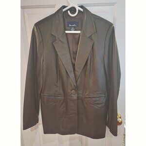 Denim & Co. Womens Lamb Leather One Button Blazer